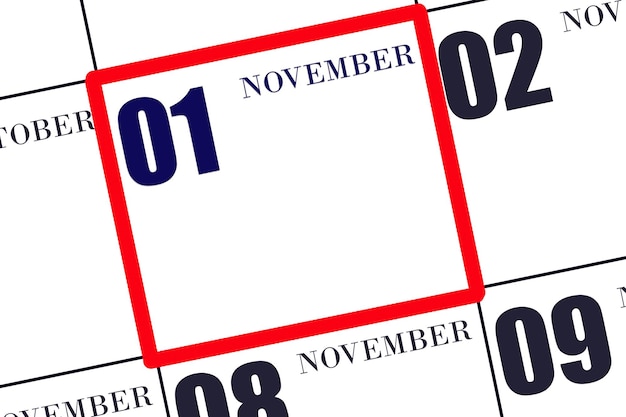 Dzienny kalendarz na 1 listopada Jesienny dzień miesiąca koncepcji roku
