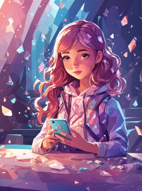 Dziewczyna bawiąca się sztuczną inteligencją smartfona