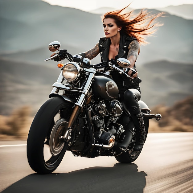Dziewczyna na motocyklu.