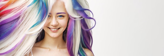 Dziewczyna o niebieskich włosach i fioletowych włosach