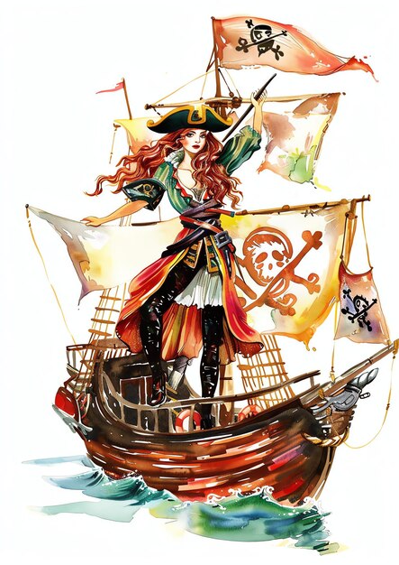 dziewczyna piratów na statku piratów do przedszkola