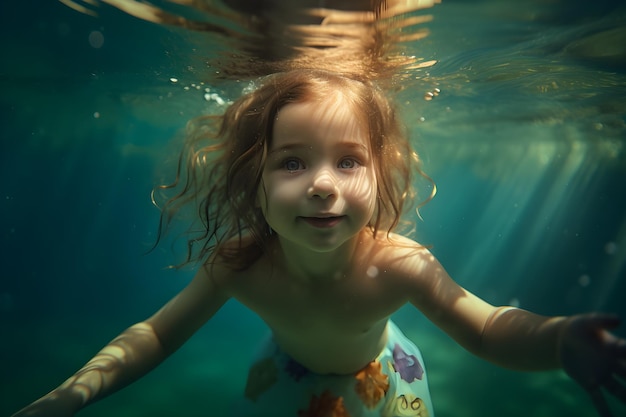Dziewczyna pływająca pod wodą