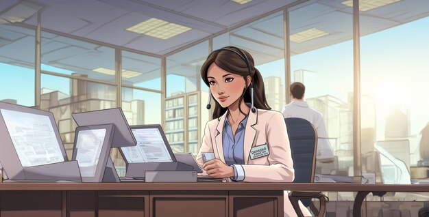 dziewczyna w call center Kobieta biznesu w biurze Kobieta w biurze