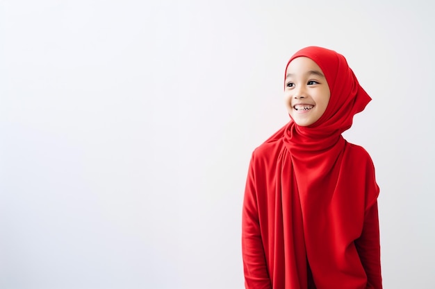 Dziewczyna w czerwonym muzułmańskim stroju