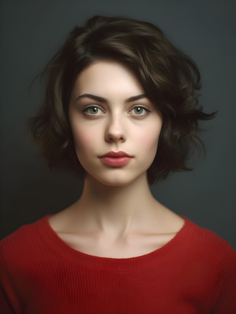 Zdjęcie dziewczyna w czerwonym swetrze z czerwonym topem