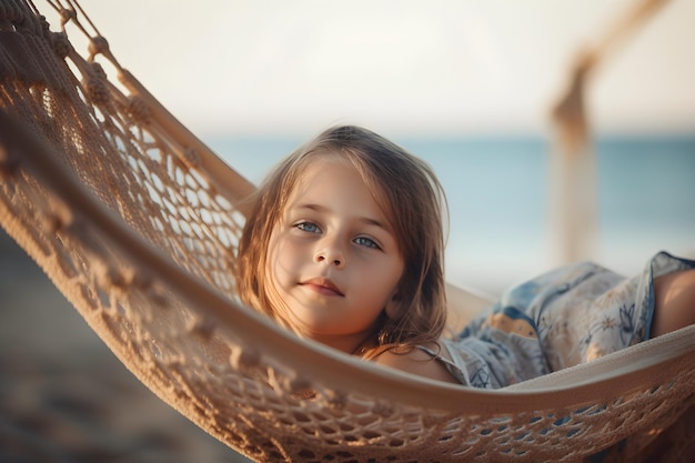 Dziewczyna w hamaku na plaży