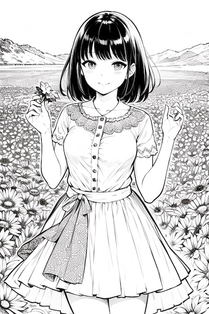 Dziewczyna w polu kwiatów