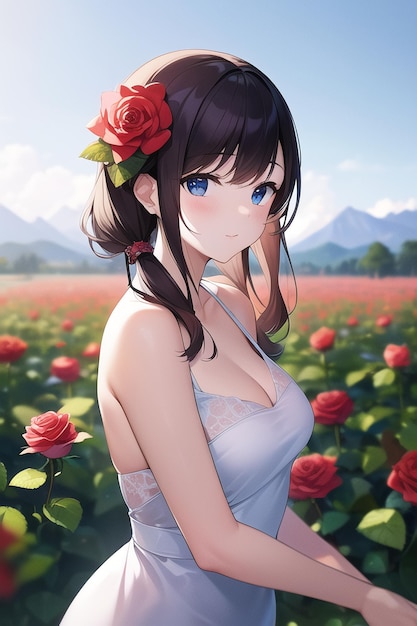 Dziewczyna w polu róż