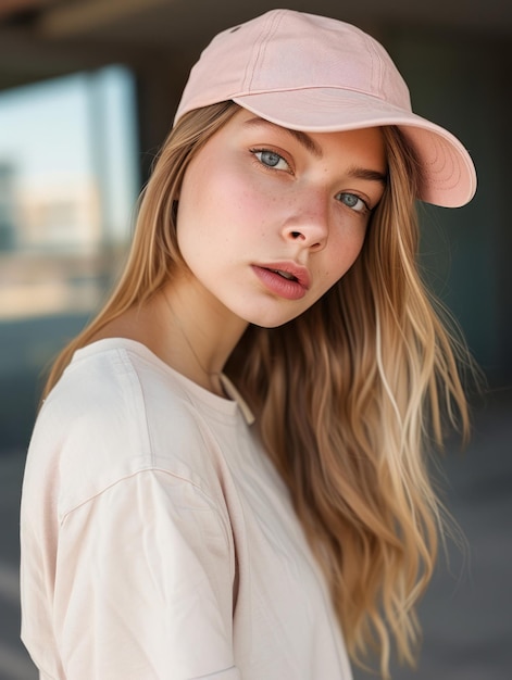 Zdjęcie dziewczyna w różowym kapeluszu.