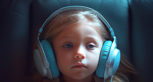 Zdjęcie dziewczyna w słuchawkach słucha muzyki