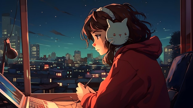 dziewczyna z anime słuchająca muzyki