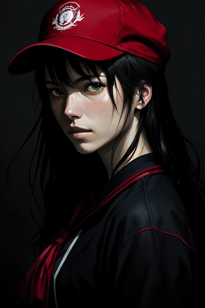 Dziewczyna z czerwonym kapeluszem i czerwonym kapeluszem