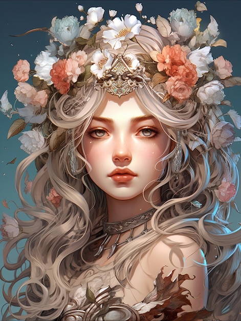 Dziewczyna z koroną kwiatową na głowie