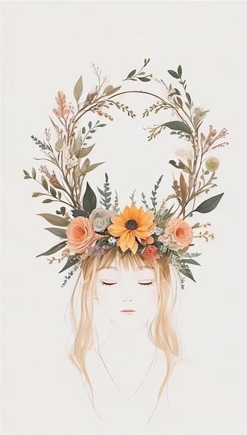 Zdjęcie dziewczyna z koroną kwiatową