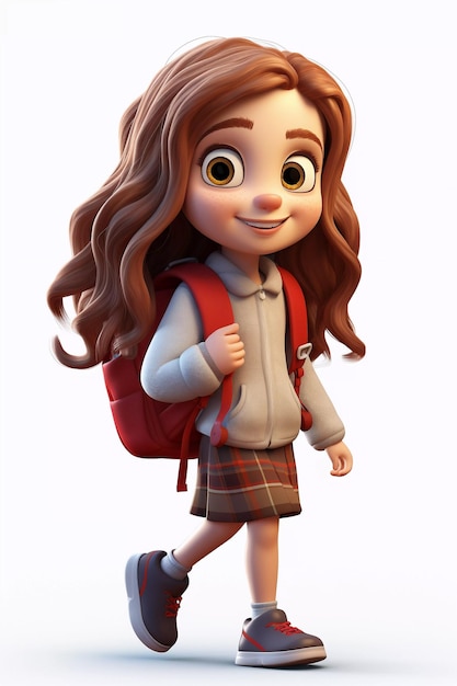 Dziewczyna z kreskówek idzie do szkoły