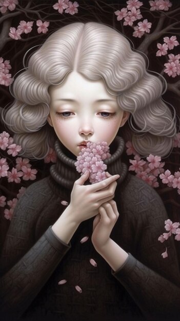 Dziewczyna z kwiatami we włosach
