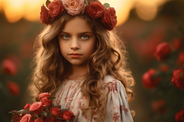 Dziewczyna z kwiatową koroną na głowie