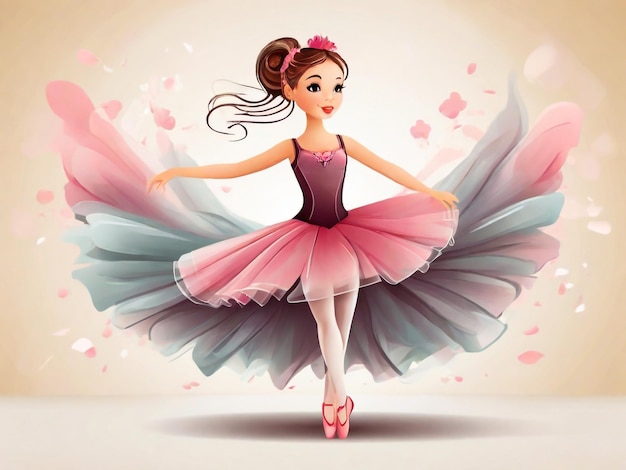 Dziewczyna z łukiem i różowym łukiem tańczy ze słowami Mała wróżka na dnie