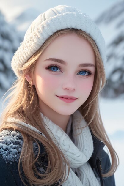 Dziewczyna z niebieskimi oczami i kapeluszem.