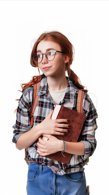 Dziewczyna z okularami trzymająca książkę