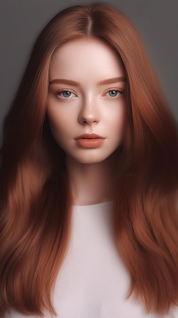 Dziewczyna z rudymi włosami w białej koszuli