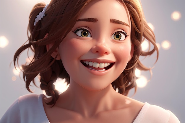 Dziewczyna z szczęśliwym uśmiechem na białym tle