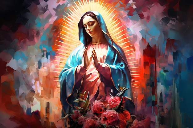 Dziewica z Guadalupe - fascynująca scena podziwu i oddania