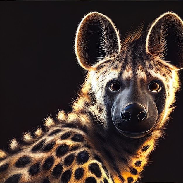 Dziki cętkowany portret hieny w naturze ilustracja renderowania 3d