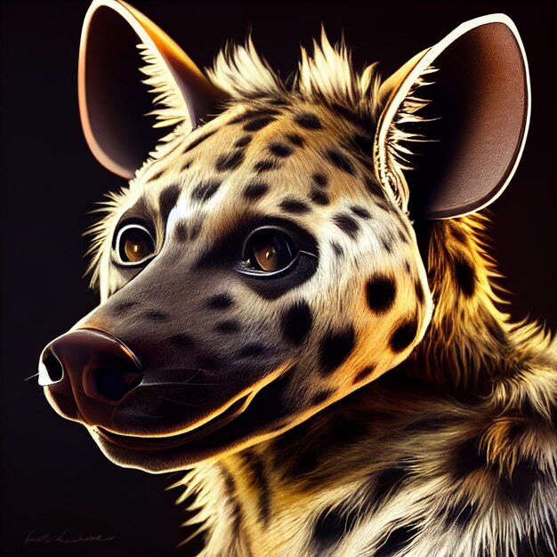 Dziki Cętkowany Portret Hieny W Naturze Ilustracja Renderowania 3d
