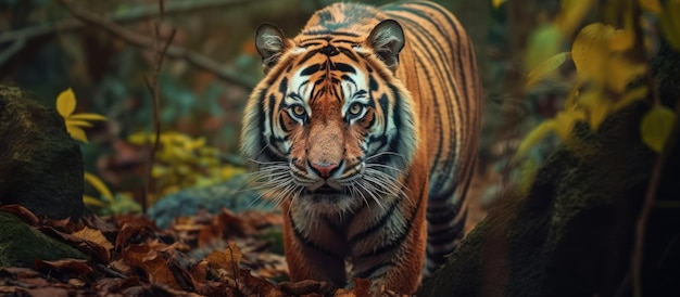 dziki tygrys w lesie