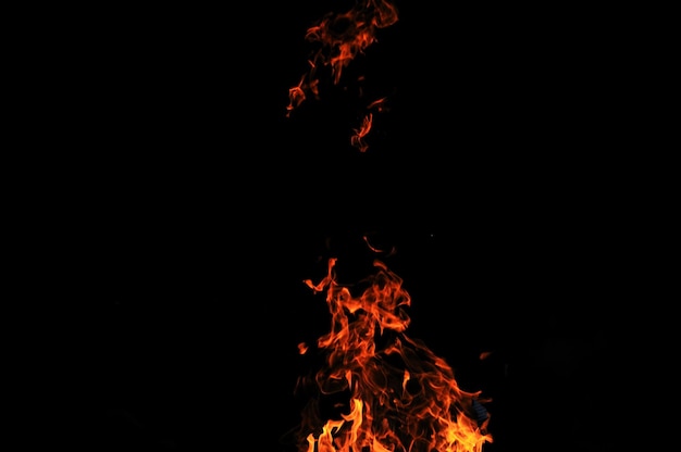 dzikie płomienie ognia palą się gorąco z czarnym tłem