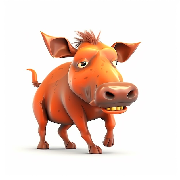 Dzikie świnie z kły śmieszne słodkie kreskówki 3d ilustracja na białym tle kreatywny avatar