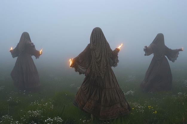 Zdjęcie dzikie tańce rytualne obrzędy plemienne festiwale religijne pogańskie tradycje ciemne ceremonie duchowe