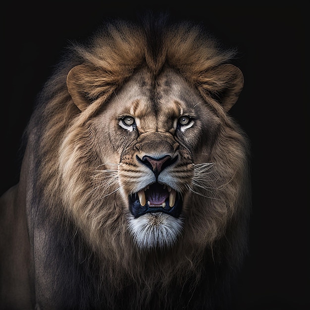 Dzikie zwierzę portret lwa ilustracja generatywna AI