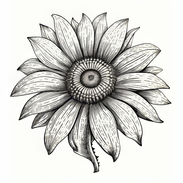 Zdjęcie dziwaczny tatuaż słonecznika wektorowego z skomplikowanym stylem rzeźby drewna