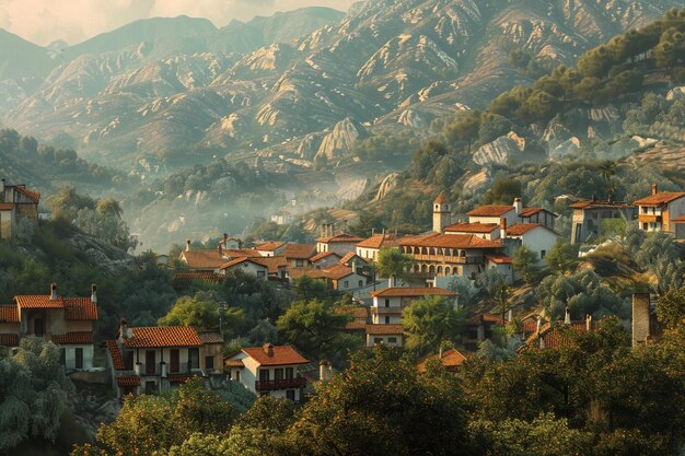 Dziwna wioska położona w wzgórzach.