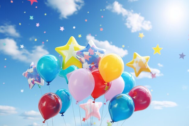 Dziwne i kolorowe balony w kształcie gwiazd przeciwko 00733 00