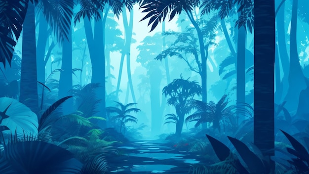 Dżungla tło las natura scena mieszkanie stylizowana ilustracja