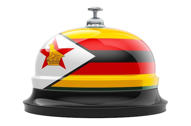 Dzwonek recepcyjny z renderowaniem 3D flagi Zimbabwe