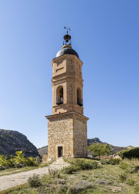 dzwonnica dołączona do kościoła Matki Bożej Śnieżnej w Molinos, mistrzostwo Teruel Aragonia, Hiszpania