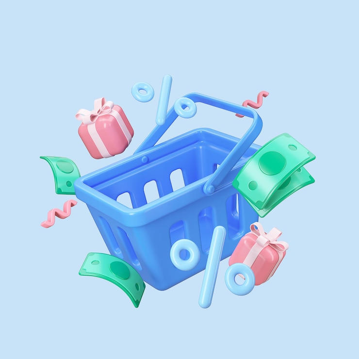 Zdjęcie e-commerce 3d renderowane tło koncepcja zakupów internetowych