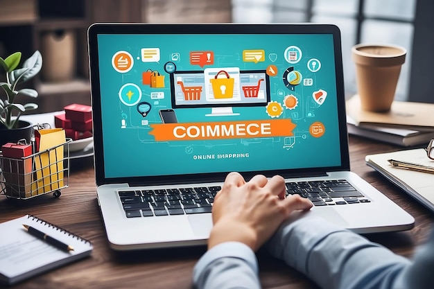 E-commerce Online Shopping Koncepcja technologii biznesowej marketingu i sprzedaży cyfrowej