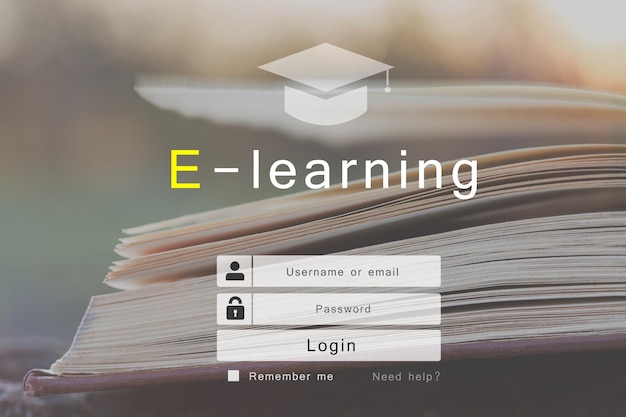 E learning koncepcja edukacji online logowania lub projektowania ekranu rejestracji