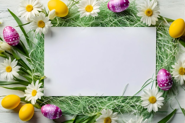 Zdjęcie easter background copyspace easter card with eggs happy easter easter wallpaper easter template