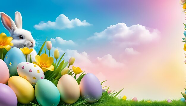 Easter background Easter eggs Happy Easter background space for text Easter copyspace template