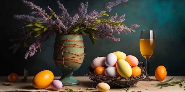 Easter Eggs martwa natura wakacje wiosna tło transparent pozdrowienia karty