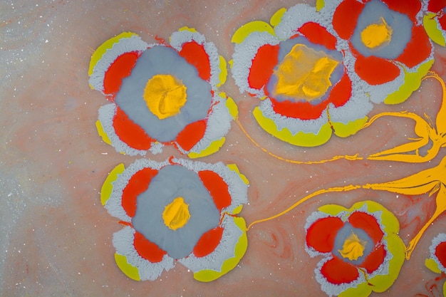 Ebru marmurkowatość Art with flower pattern Abstrakcyjna kolorowym tle