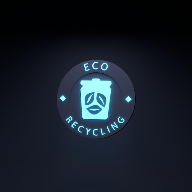 Eco recyklingu neonowa ikona Ekologia koncepcja 3d render ilustracja