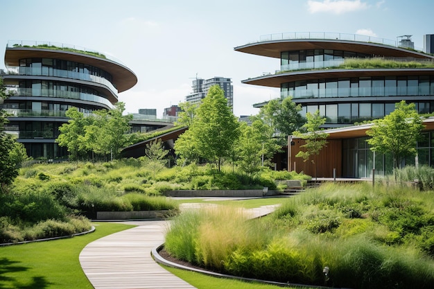 EcoPark Nowoczesna architektura Trawniki na dachach Zieleń miejska