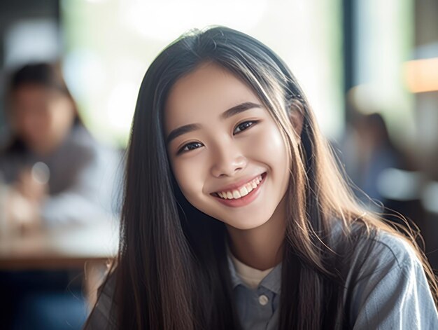Edukacja azjatyckich dziewcząt Happy beautiful Girl azjatyckich uśmiecha się